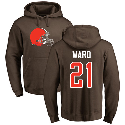 Men Cleveland Browns Denzel Ward Brown Jersey #21 NFL Football Name and Number Logo Pullover Hoodie Sweatshirt->cleveland browns->NFL Jersey
